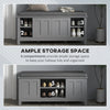 Modern Shoe Storage Bench, Entry Way Bench with Cushion, 2 Sliding Doors, Storage Ottoman Bench, Holds 10 Pairs, Gray