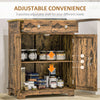 Sideboard Buffet Cabinet Kitchen Cabinet, Coffee Bar Storage with Solid Wood Top, Adjustable Shelf, and 2 Drawers for Living Room, Brown