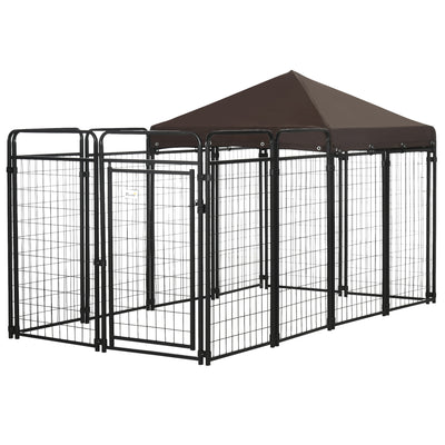 9.3' x 4.6' Dog Kennel Outdoor with  Exercise Pen, Puppy Playpen with Water-resistant UV Protection Canopy, for Medium & Large Dogs