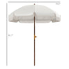 6.2' Beach Umbrella for Travel, Vent, Ruffles, Carry Bag, Portable Outdoor Umbrella for Garden, White