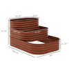 3-Tier Raised Garden Bed with Safety Edging, Open Bottom for Vegetables, Fruit, Herbs, Flowers, 62.25"x43"x32.25", Brown