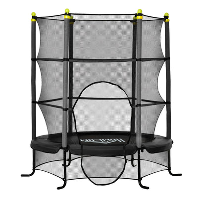 5.3FT Kids Trampoline with Safety Enclosure, for 3-10 Years Old, Indoor & Outdoor Use, Black