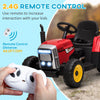 12V Ride on Tractor with Trailer, Kids Battery Powered Electric Tractor with Remote Control, 2 Motors, Music Sound, Horn & LED Lights, Red