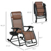 Outdoor Foldable Rocking Chair Sets, Reclining Zero Gravity Lounge Rocker w/ Pillow, Cup & Phone Holder, Brown
