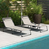 Folding Chaise Lounge Set with Reclining Back, 25.6" x 74" x 14.2", Khaki