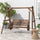 Patio Swing Chair with A-Frame Stand, 2 Person Wooden Porch Swing for Garden, Poolside, Backyard, Carbonized Brown