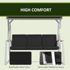 3-Person Patio Swing Chair, Outdoor Porch Swing with Adjustable Canopy & Removable Cushions for Garden, Backyard, Gray