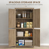 64" Kitchen Pantry, Tall Storage Cabinet with 4 Rattan Doors, 4 Tier Shelves and Adjustable Shelf, Natural