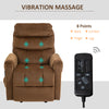 Electric Power Lift Recliner, Velvet Touch Upholstered Vibration Massage Chair with Remote Controls & Side Storage Pocket, Brown