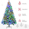 7.5' Artificial Snow Christmas Trees with Frosted Branches, Warm White or Colorful LED Lights, Steel Base