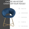 Modern Accent Velvet Chair Open Curved Mid-Back Upholstered Vanity Chair with Gold Plating Metal Legs for Living Room/Office/Reception, Blue