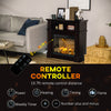 Free Standing Electric Fireplace with Mantel, Freestanding Electric Fireplace Heater with Logs Hearth, Shelf and Remote Control, 1400W, Brown