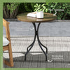26" Round Patio Table, Outdoor Side Table with Steel Frame and Slat Tabletop for Garden, Backyard, Distressed Brown