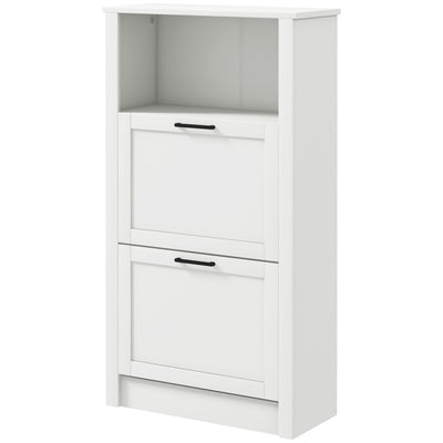 Shoe Cabinet, Freestanding Shoe Storage w/ 2 Flip Drawers, Adjustable Shelves & Open Compartment for Entryway Hallway, Holds 10 Pairs of Shoes