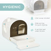 Cat Litter Box with Lid, Covered Litter Box for Indoor Cats with Tray, Scoop, Filter, 17" x 17" x 18.5", White