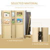 4 Panel Room Divider with Photo Frames and Cardstocks, Indoor Wood Portable Folding Privacy Screens, Natural
