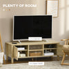 Boho TV Stand for 60 Inch, Entertainment Center with Rattan Door, Adjustable Shelf and Storage Cabinets, Wood