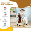 Rocking Horse with Sound, Ride on Horse with Saddle, Toddler Rocker, Gift for 3-8 Year Olds, Brown