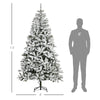 7.5' Tall Unlit Snow Flocked Pine Artificial Christmas Tree with Realistic Branches, Green