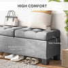 46" Storage Ottoman Bench, Upholstered End of Bed Bench with Steel Frame & Hinges, Button Tufted Storage Bench for Living Room, Entryway, Gray