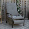 Rattan Adjustable Recliner Chair with Hand-Woven All-Weather Wicker for Patio, Outdoor, Garden, Poolside, Grey