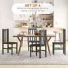 Farmhouse Dining Table Chairs, Set of 4 Pine Wood Kitchen Table Chairs with Slat Back for Living Room, Bedroom, Black