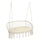 Hanging Hammock Chair Cotton Rope Porch Swing with Metal Frame and Cushion, Large Macrame Seat for Patio, Garden, Cream White