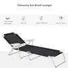 Folding Chaise Lounge, 4-Position Adjustable Lounge Chair with Armrests for Lawn, Patio, Beach, Deck, Black