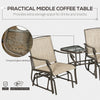Outdoor Glider Chairs with Coffee Table, Patio 2-Seat Rocking Chair Swing Loveseat with Breathable Sling for Backyard, Garden