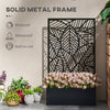 Metal Outdoor Privacy Screen with Raised Garden Bed, Privacy Panel and Planter Box, Wall-Mounted or Freestanding, Black