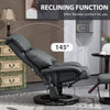 Swivel Recliner with Ottoman, Faux Leather Reclining Chair with Massage, Footstool Remote and Side Pocket, Gray