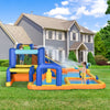 7 in 1 Water Slide w/ Slide Pool Climbing Wall Water Cannon Basketball Hoop Boxing Post Football Stand for 3-8 Years