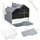 Hooded Cat Litter Box Furniture, Kitty Litter House with Particle Catching, Drawer Type Pan, Scoop, Front Entrance, Easy Cleaning, Grey