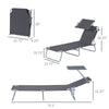 Outdoor Pool Chaise Lounge Chair, Folding Tanning Chair with Sun Shade