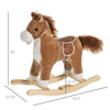 Kids Rocking Horse Plush Animal on Wooden Rockers with Sounds, Wooden Base, Baby Rocking Chair for Toddler Boys Girls 36-72 Months, Brown