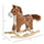 Kids Rocking Horse Plush Animal on Wooden Rockers with Sounds, Wooden Base, Baby Rocking Chair for Toddler Boys Girls 36-72 Months, Brown