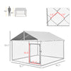 6.6' x 6.6' x 4.9' Dog Kennel Outdoor for Small Medium Dogs with Waterproof Roof, Silver