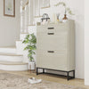 Slim Shoe Storage Cabinet, Shoes Cabinet Organizer with 2 Flip Drawers, Adjustable Shelves for 12 Pair, Distressed White