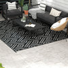 Reversible Outdoor Rug Carpet RV Camping Rugs with Carry Bag, 9' x 12', Black & Gray Geometric