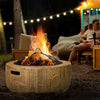 Outdoor Fire Pit with Stump Effect, 24-inch Wood-burning Brazier Fireplace with Spark Screen and Poker for Backyard Camping Bonfire