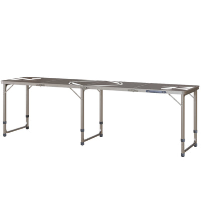 Aluminum Camping Table with Adjustable Legs, 8ft Folding Picnic Table for Travel, BBQ, Beach or Hiking, Black & White