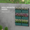 3-Tier Wall Planter Hanging with 6 Pots, Wall Mounted Planter Holder with Water Drainages for Flowers, Vegetable, Green