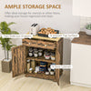 Sideboard Buffet Cabinet Kitchen Cabinet, Coffee Bar Storage with Solid Wood Top, Adjustable Shelf, and 2 Drawers for Living Room, Brown
