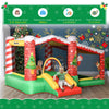 3-in-1 Kids Inflatable Bounce House Christmas Jumping Castle with Christmas Tree Pattern, Includes Trampoline, Pool, Slide, and Air Blower