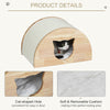Wooden Cat Condo House Hideout Kitten Bed Pet Furniture with Sisal Scratching Carpet Soft Cushion for Rest and Play Natural