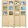 4 Panel Room Divider with Photo Frames and Cardstocks, Indoor Wood Portable Folding Privacy Screens, Natural