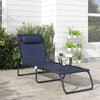 4-Position Reclining Beach Chair Chaise Lounge Folding Chair - Dark Blue