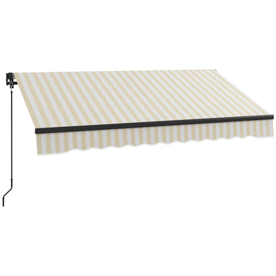 8' x 6.5' Retractable Awning, 280gsm UV Resistant Sunshade Shelter for Deck, Balcony, Yard, Beige and White