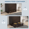 Pet Feeder Station Storage Cabinet, Dog Food Storage Container for Feeding & Watering Supplies, Brown