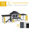 83" Outdoor Rabbit House, 2-Story Deluxe XL Wooden Rabbit Hutch, Big Bunny Cage w/ Ladder and Run, Gray